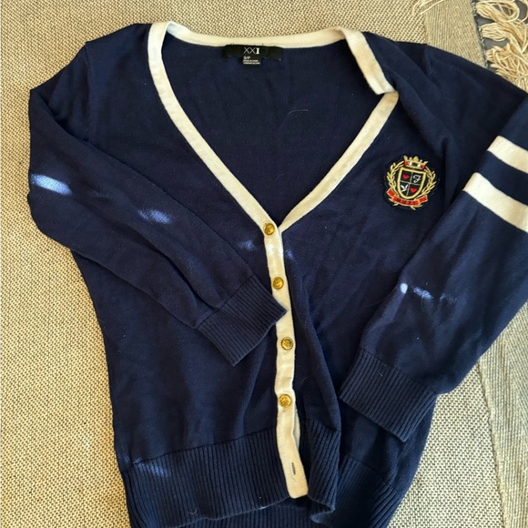 Very Small Size S/P Blue Long Sleeve Cartigan Women’s XXI V Neck Button Up Blue - Picture 3 of 11